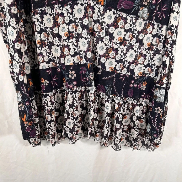 Free People Blouse Women's Medium Purple Floral Vneck Long Sleeve Sheer - Picture 3 of 10
